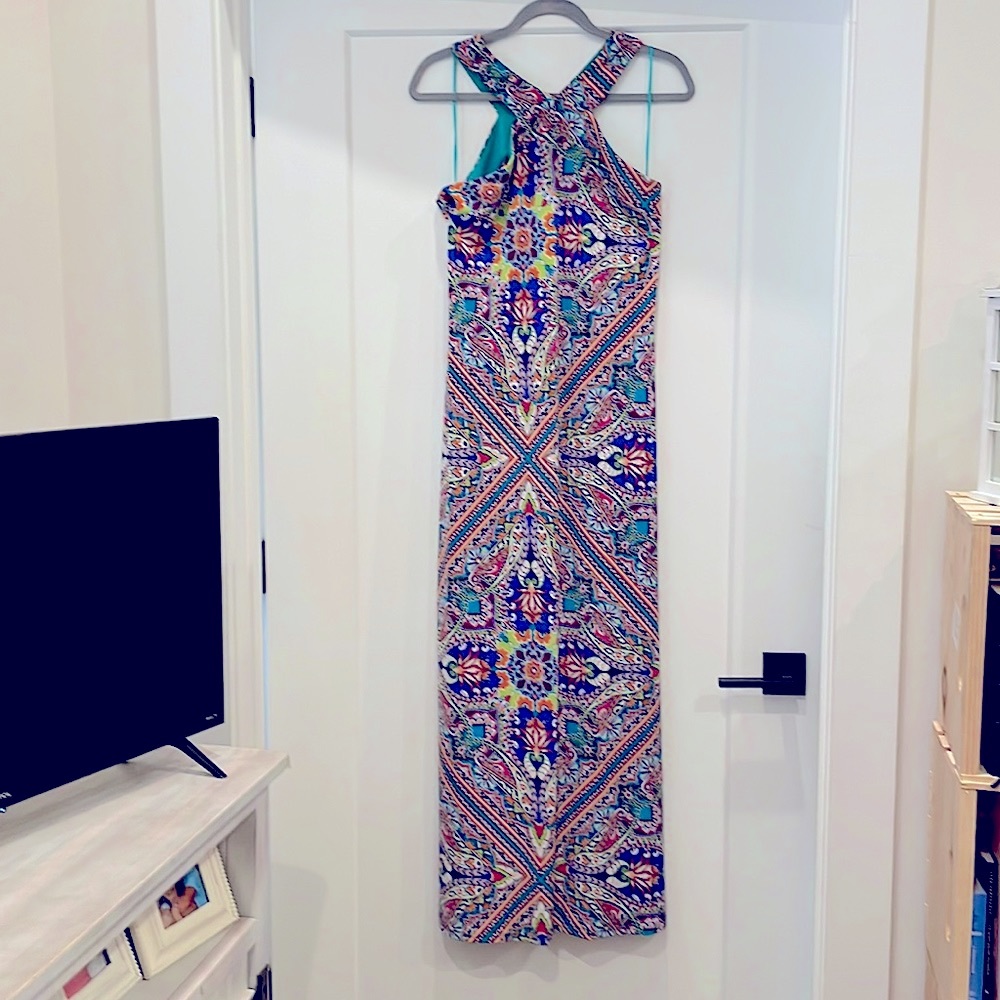 Patterned Maxi dress by Cupio. Vivid bright colors.